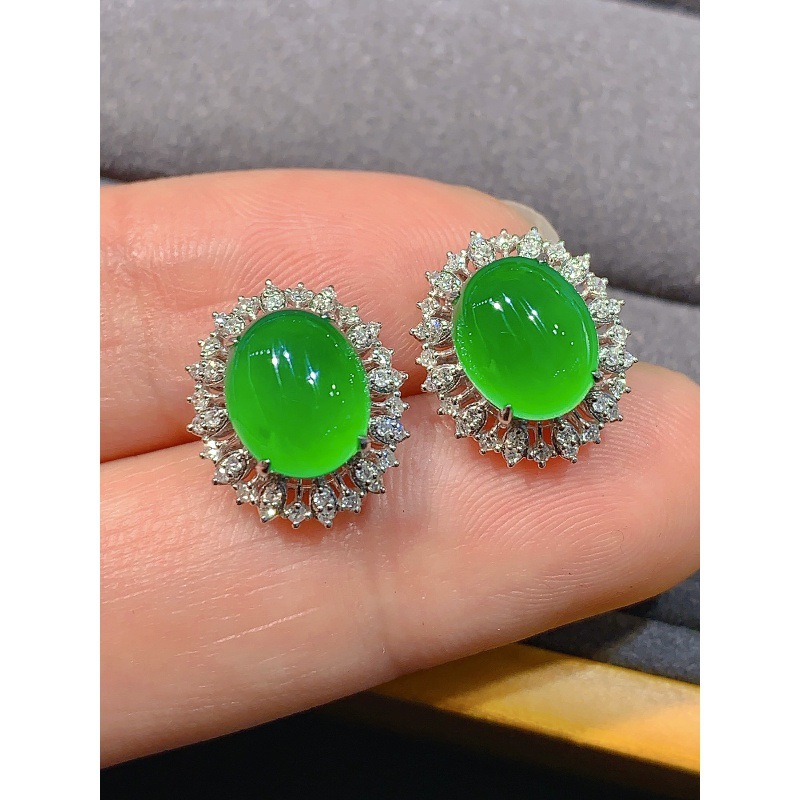 Earrings - Orecchini di giadeite verde yang di