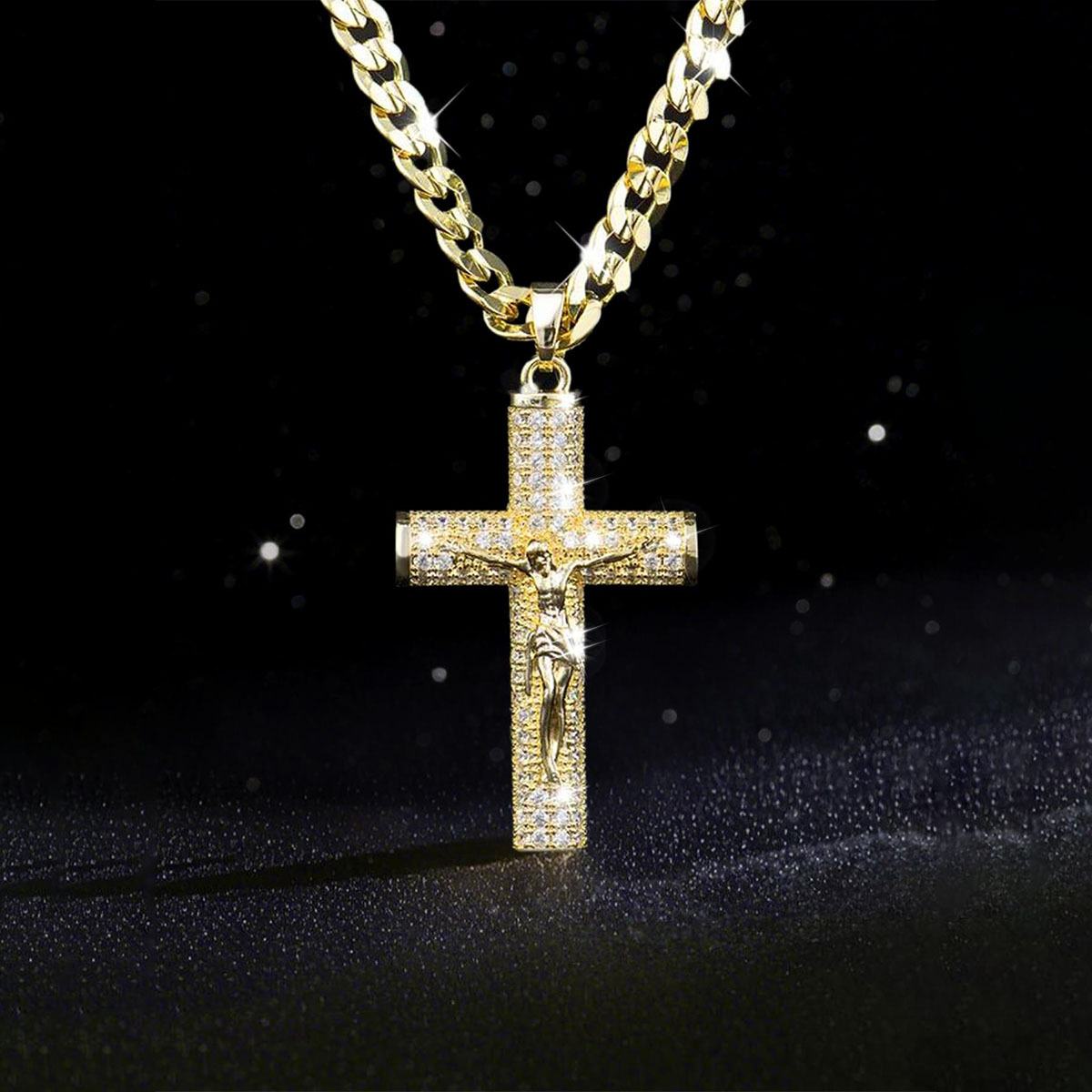 Cross Pendant Necklace Gold - Collana con Croce Placcata Oro per