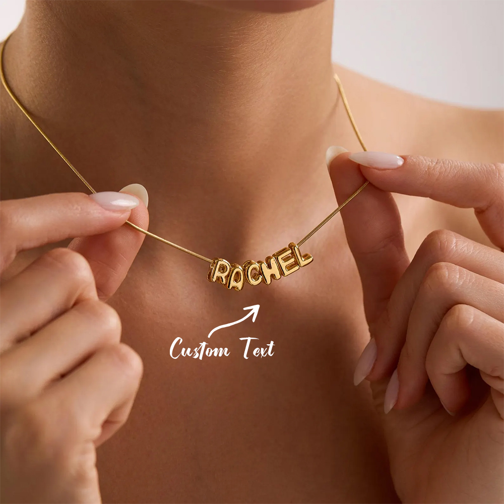 Custom Name Necklace Stainless Steel - Collana personalizzata con iniziale a palloncino