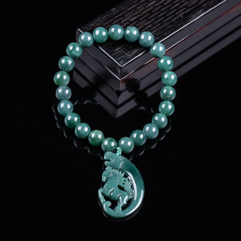 Bracelets - Bracciale in Giada Naturale Blu Acqua