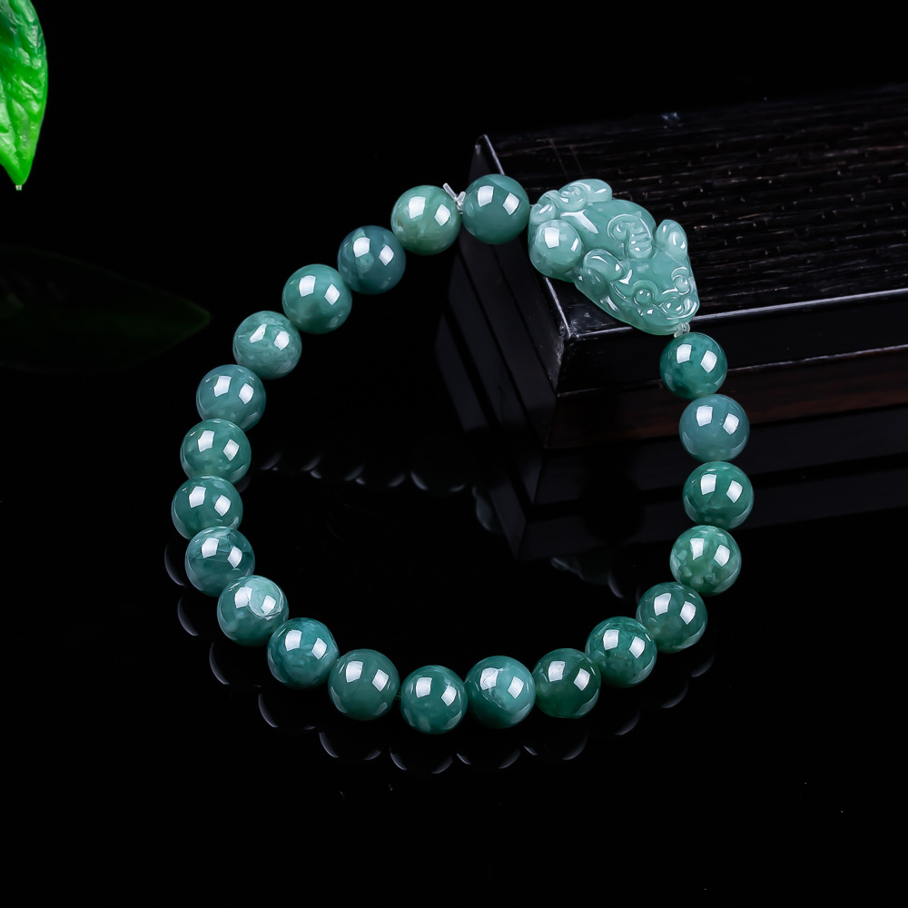 Bracelets - Bracciale Pixiu in Giada Birmana Naturale,