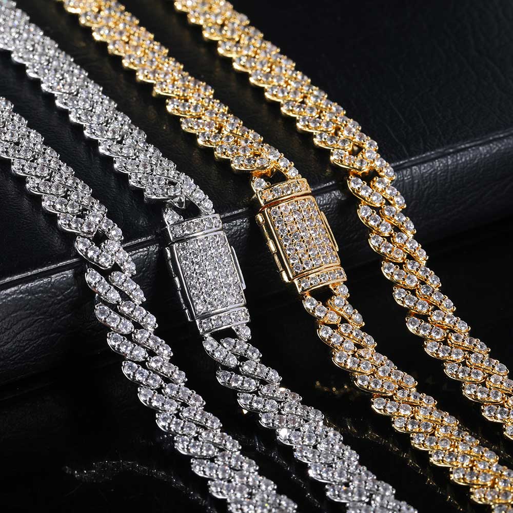 Cuban Link Chain 12Mm - Collana da donna con zirconi da