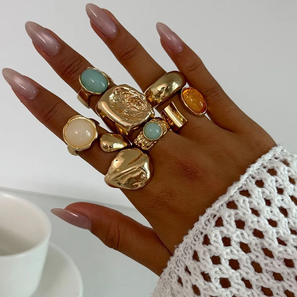 Vintage Punk Knuckle Rings Set - DIEZI 7 pz/set Vintage Multicolor Anelli