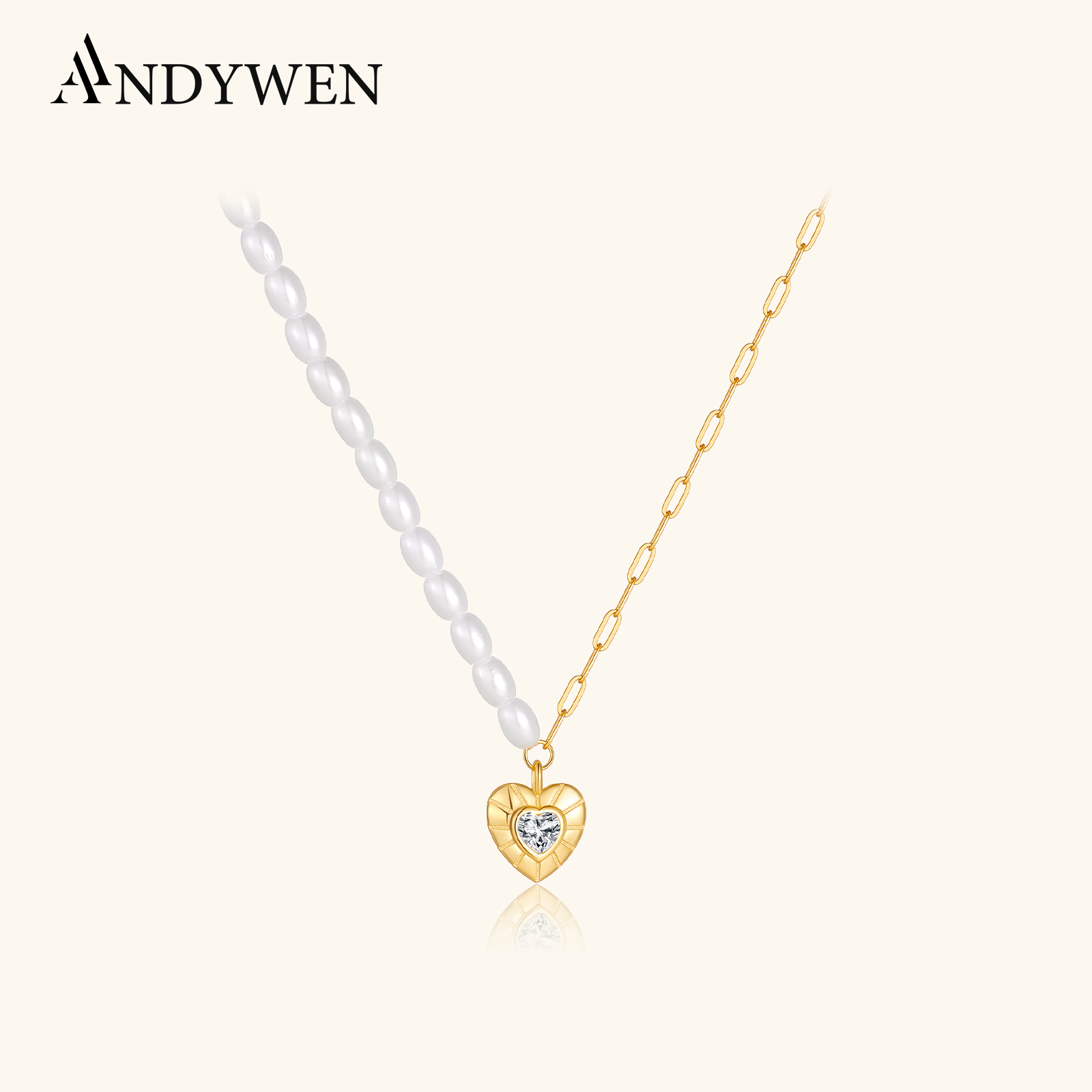 Pearl Choker Necklace Vintage - ANDYWEN Collana a catena di perle