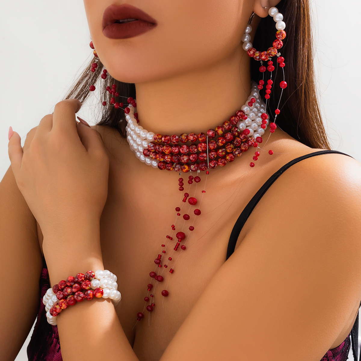 Pearl Choker Necklace Vintage - Collana con ciondolo nappa di perle