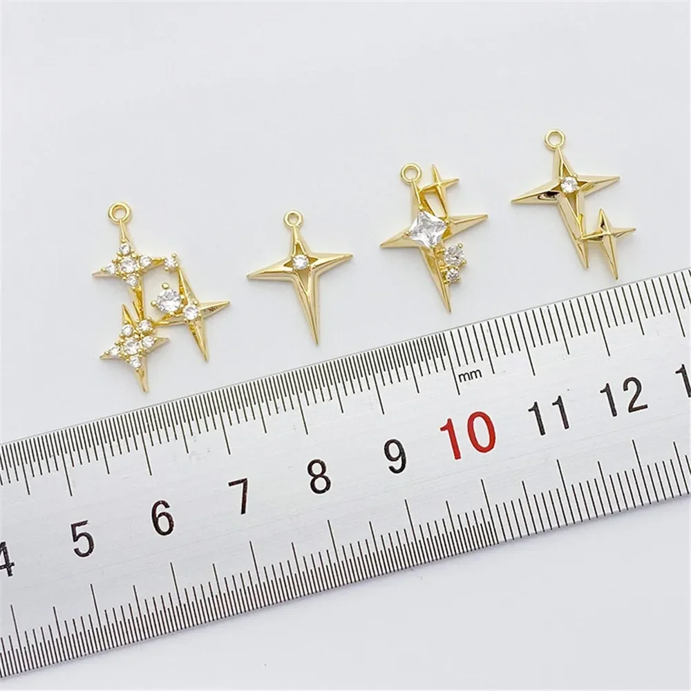 Cross Pendant Necklace Gold - Ciondolo stella croce zircone micro-intarsiato placcato