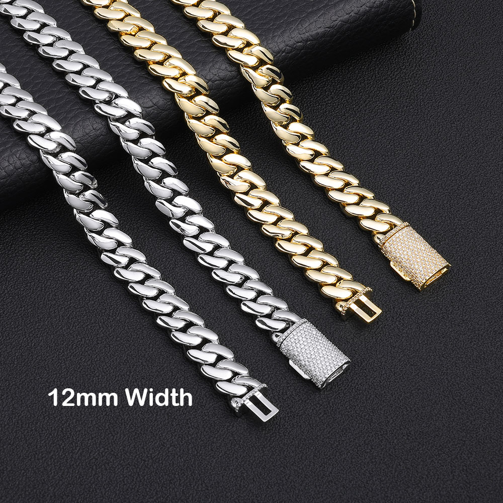 Cuban Link Chain 12Mm - Collana Cubana ESKEEM 12mm Placcata Oro