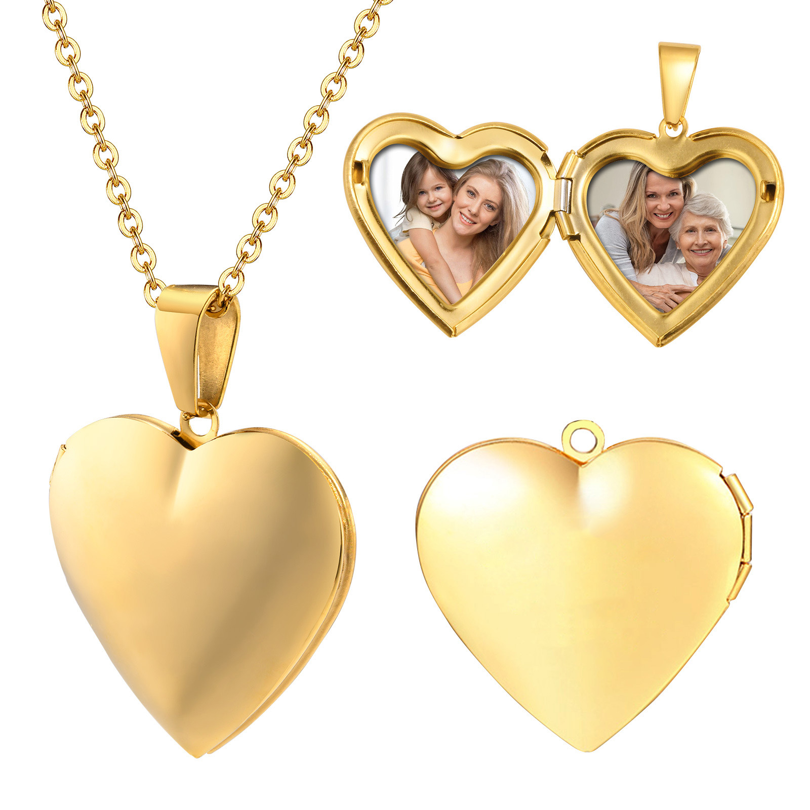 Heart Locket Necklace Photo - Gioielli in acciaio inossidabile Cuore Medaglione