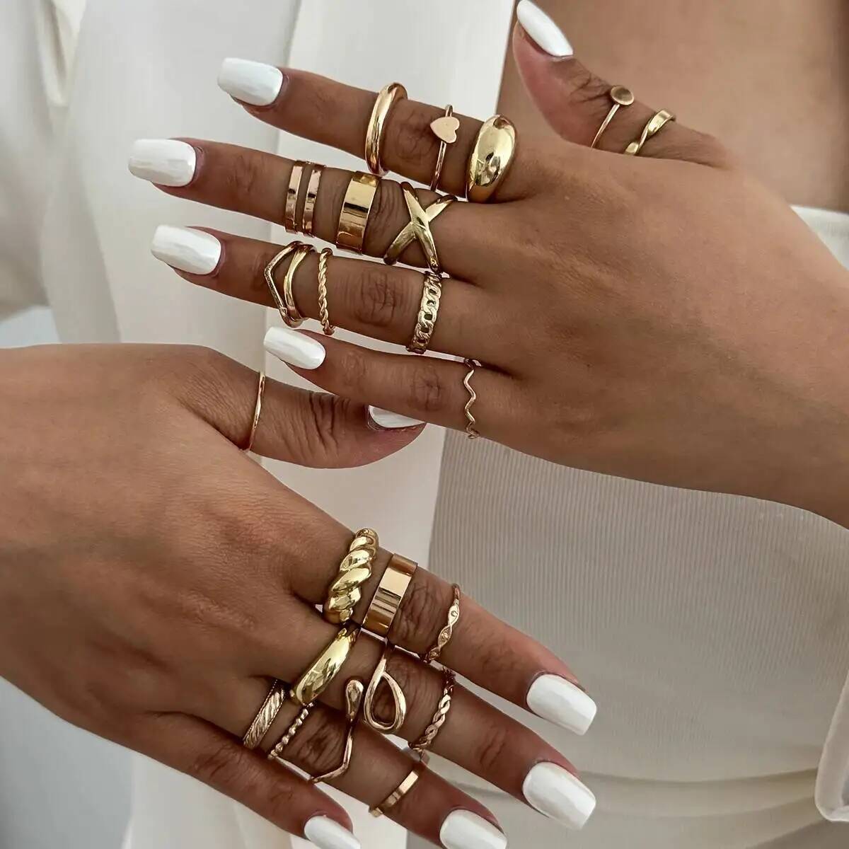 Vintage Punk Knuckle Rings Set - KunJoe 24 Pz/set Alla Moda Geometria