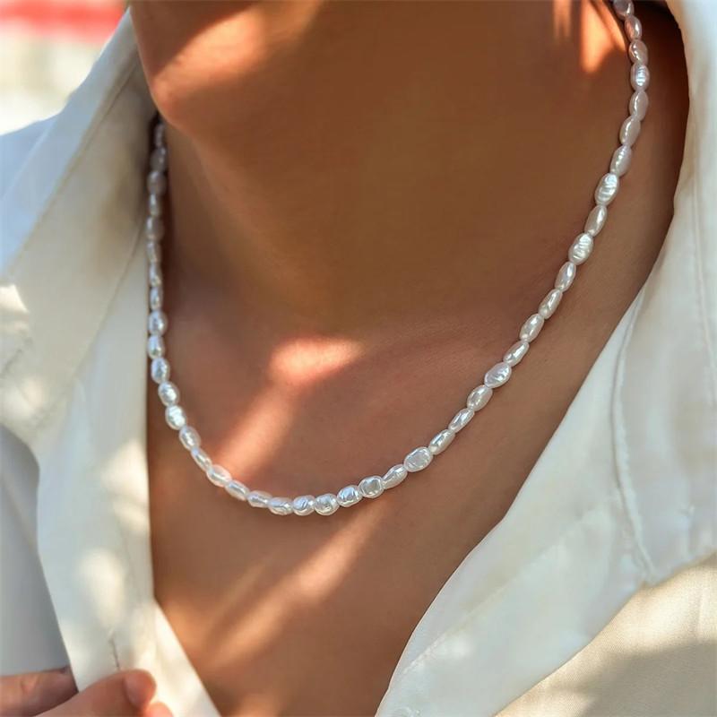 Pearl Choker Necklace Vintage - Collana girocollo con perle imitazione semplice