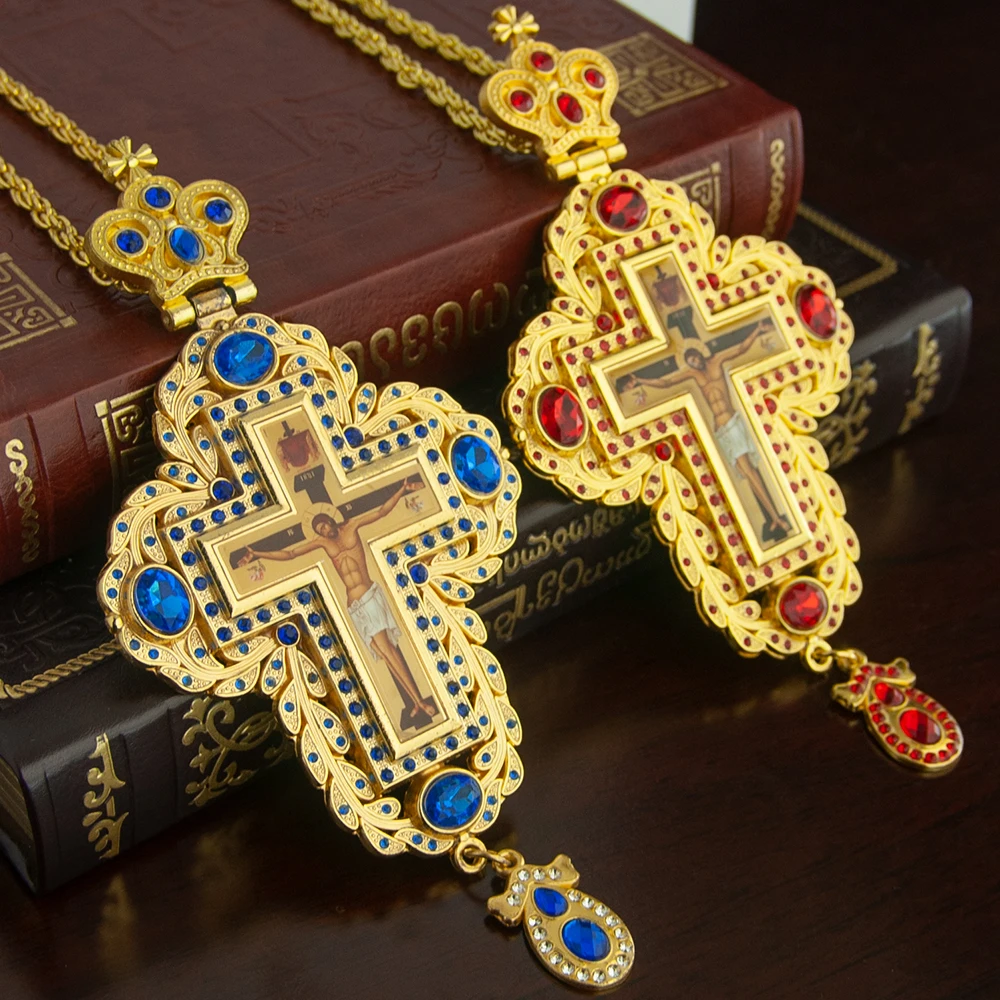 Cross Pendant Necklace Gold - HTISOK Ciondolo croce pettorale vescovo ortodossa