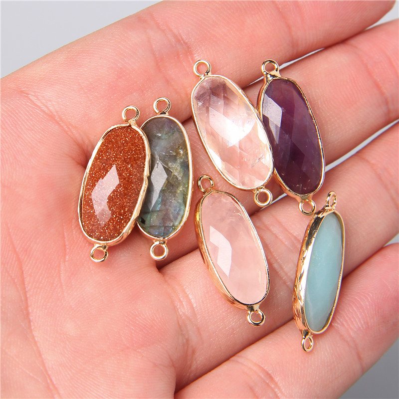 Crystal Pendant Necklace Natural Stone - 2 pezzi 10X26mm naturale doppio anello