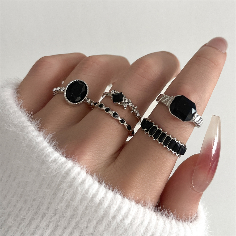 Vintage Punk Knuckle Rings Set - Set di anelli in pietra di