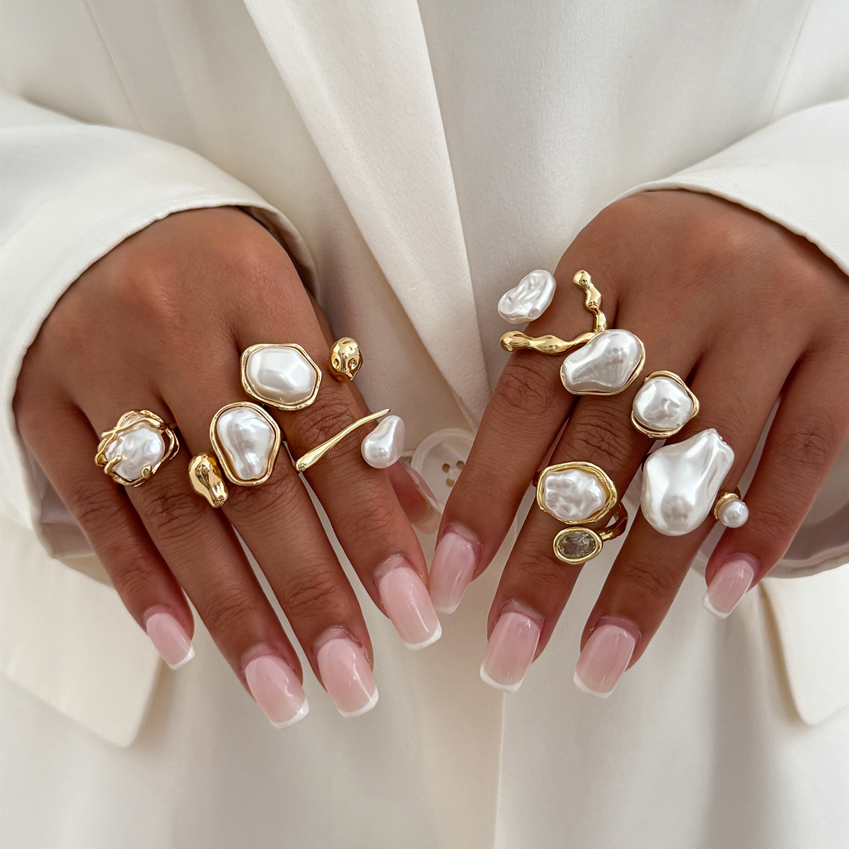 Vintage Punk Knuckle Rings Set - 7 Pz/set Colore Oro Irregolare Imitazione