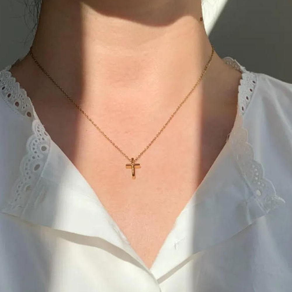 Cross Pendant Necklace Gold - Squisita collana con croce in oro,