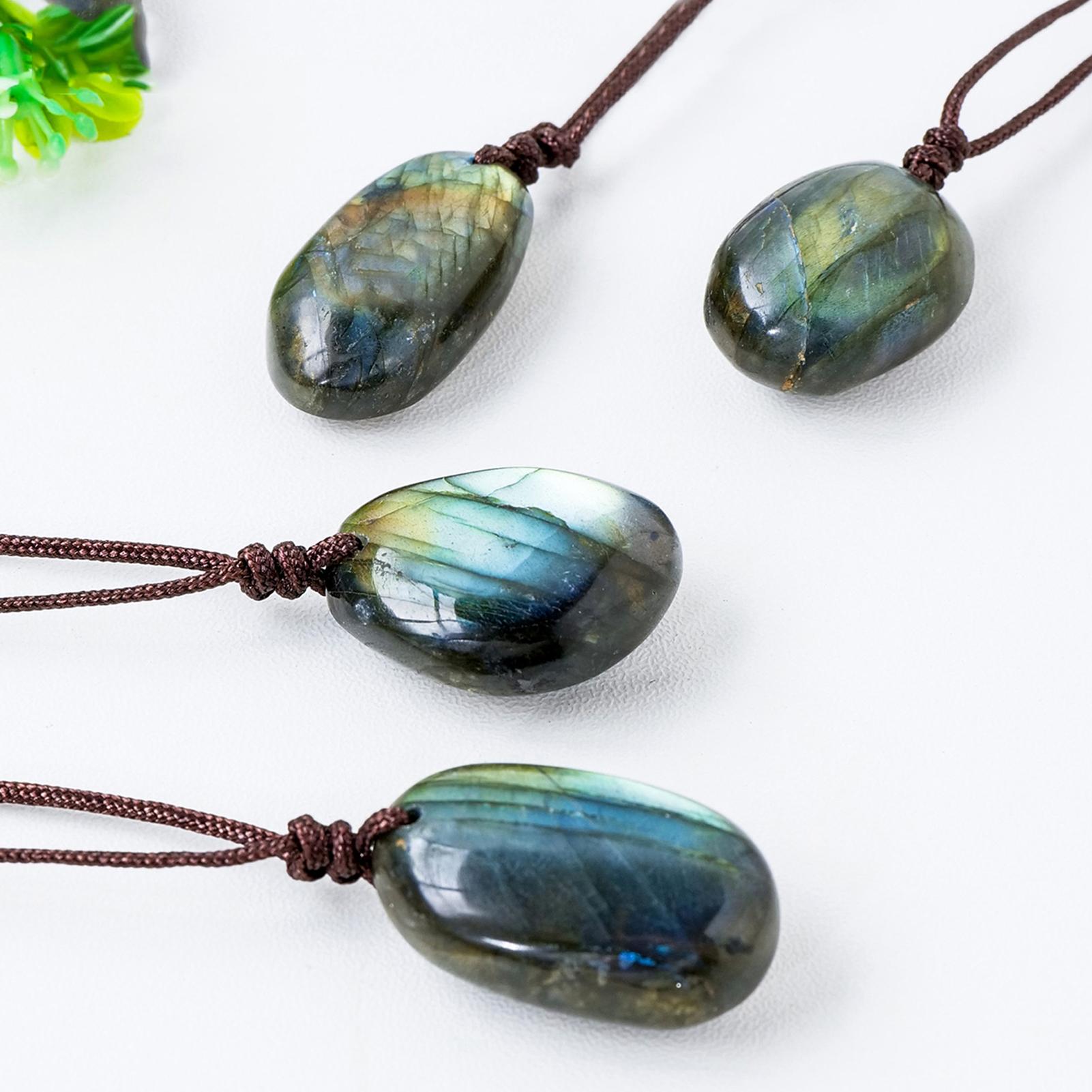 Crystal Pendant Necklace Natural Stone - Collane con ciondolo labradorite naturale Uomo