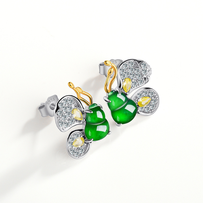 Earrings - Orecchini a Farfalla in Giadeite Verde