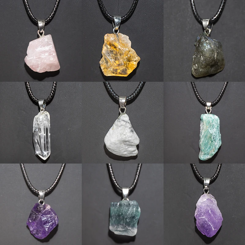 Crystal Pendant Necklace Natural Stone - Collana di fiori di ametiste naturali