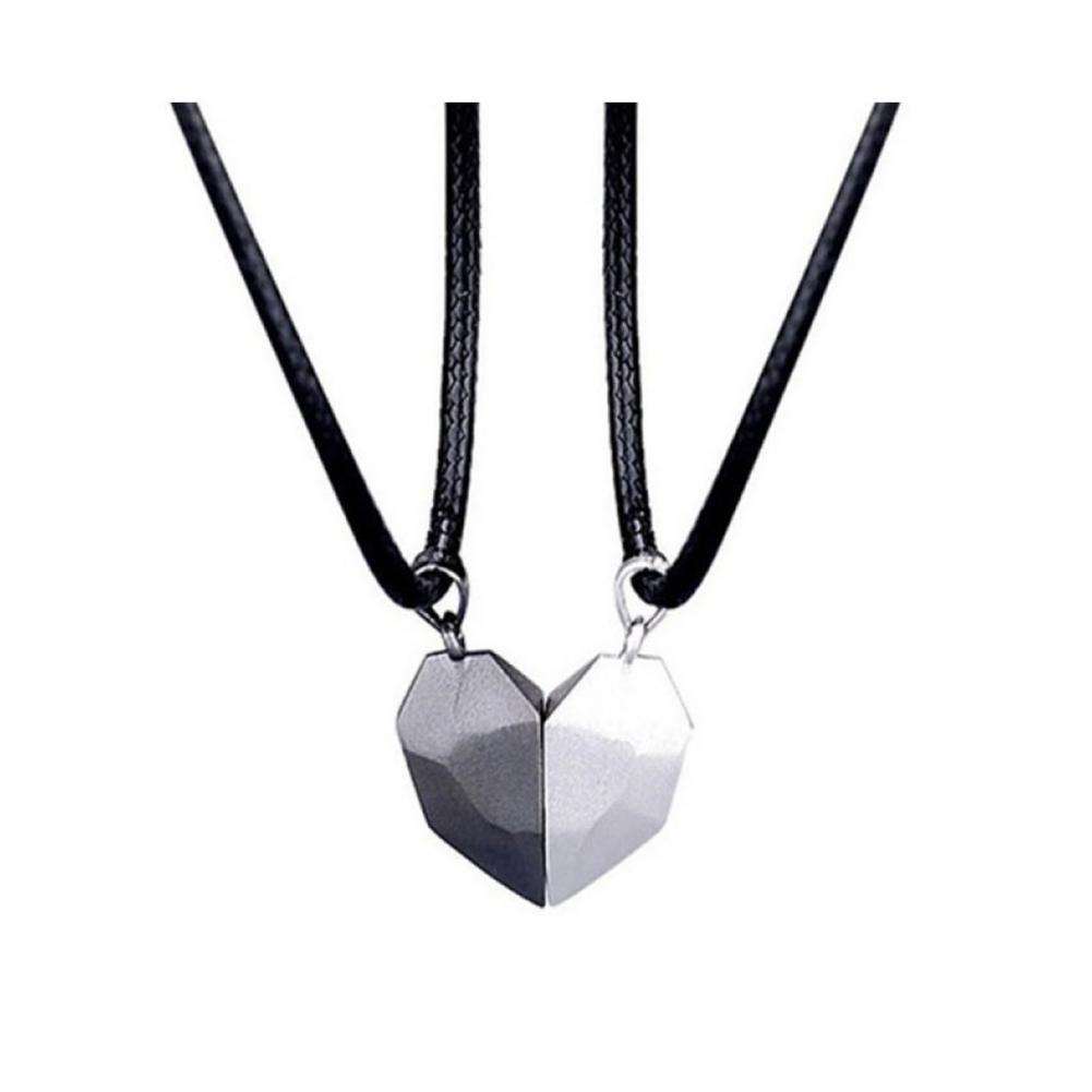 Magnetic Couple Matching Necklaces - Collana con Ciondolo a Cuore, Set