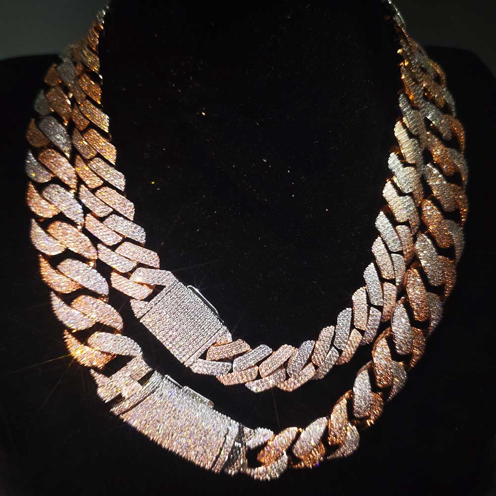 Cuban Link Chain 12Mm - Collana Nuoya bicolore con mosaico e