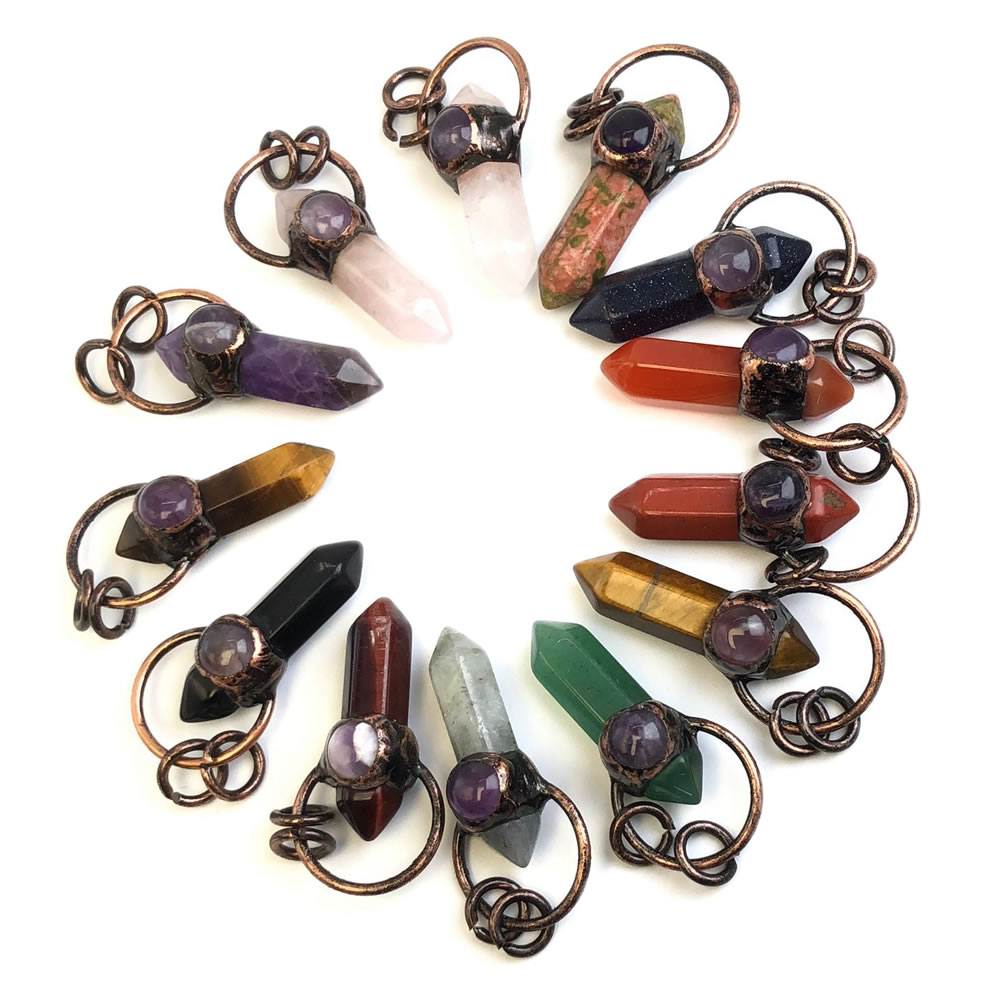Crystal Pendant Necklace Natural Stone - Ciondoli in Cristallo di Quarzo Naturale