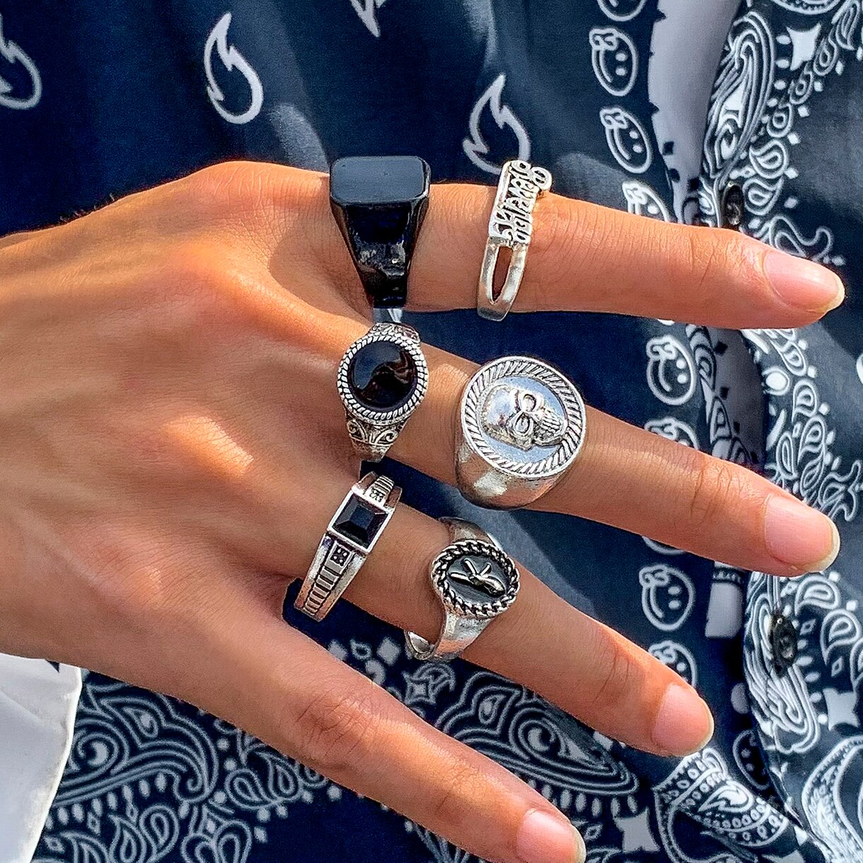 6 pz/set Goth Vintage Skeleton - Vintage Punk Knuckle Rings Set recensione e prezzo