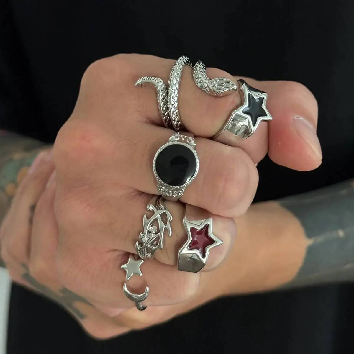KunJoe 6 pezzi nuovi anelli ap - Vintage Punk Knuckle Rings Set recensione e prezzo