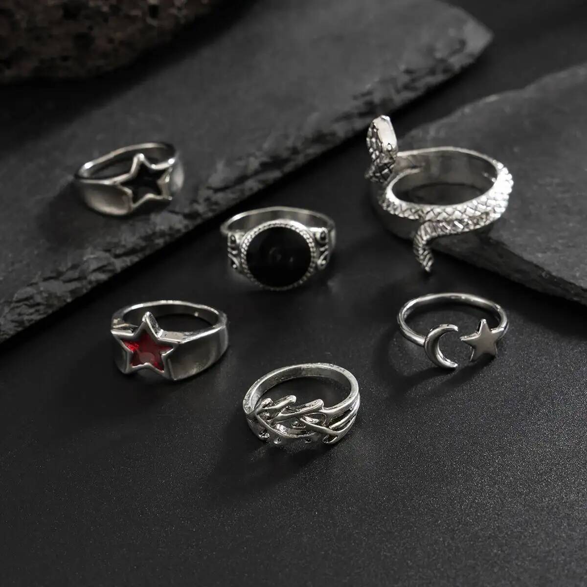 KunJoe 6 pezzi nuovi anelli ap - Vintage Punk Knuckle Rings Set recensione e prezzo