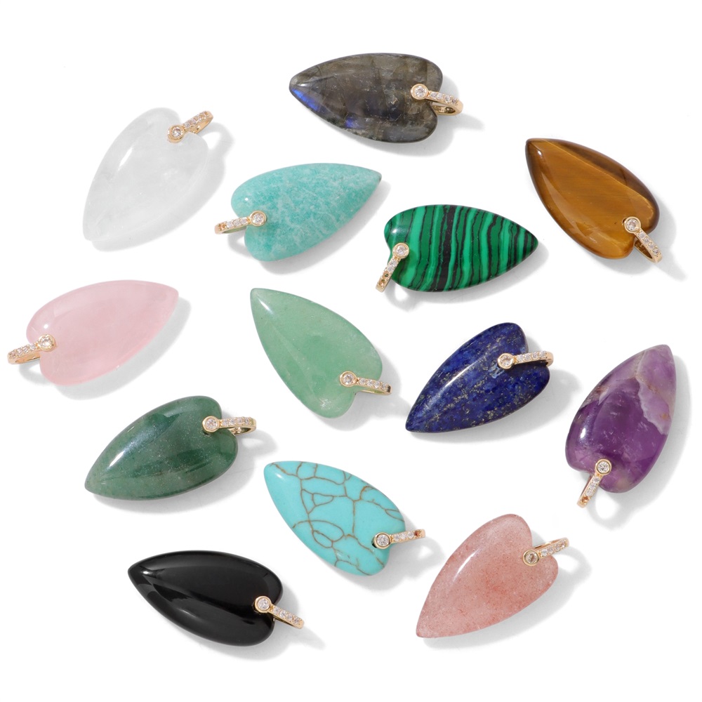 2 Pezzi Ciondolo a Cuore in Pi - Crystal Pendant Necklace Natural Stone recensione e prezzo