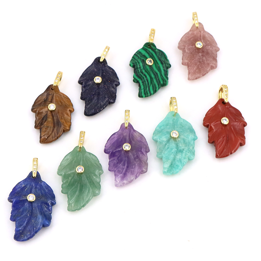 Ciondoli a Forma di Foglia all - Crystal Pendant Necklace Natural Stone recensione e prezzo