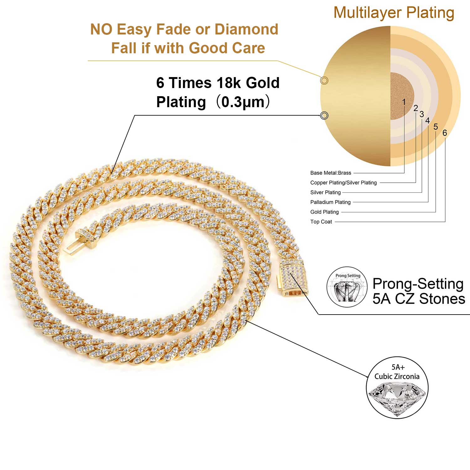 Collana da donna con zirconi d - Cuban Link Chain 12Mm recensione e prezzo