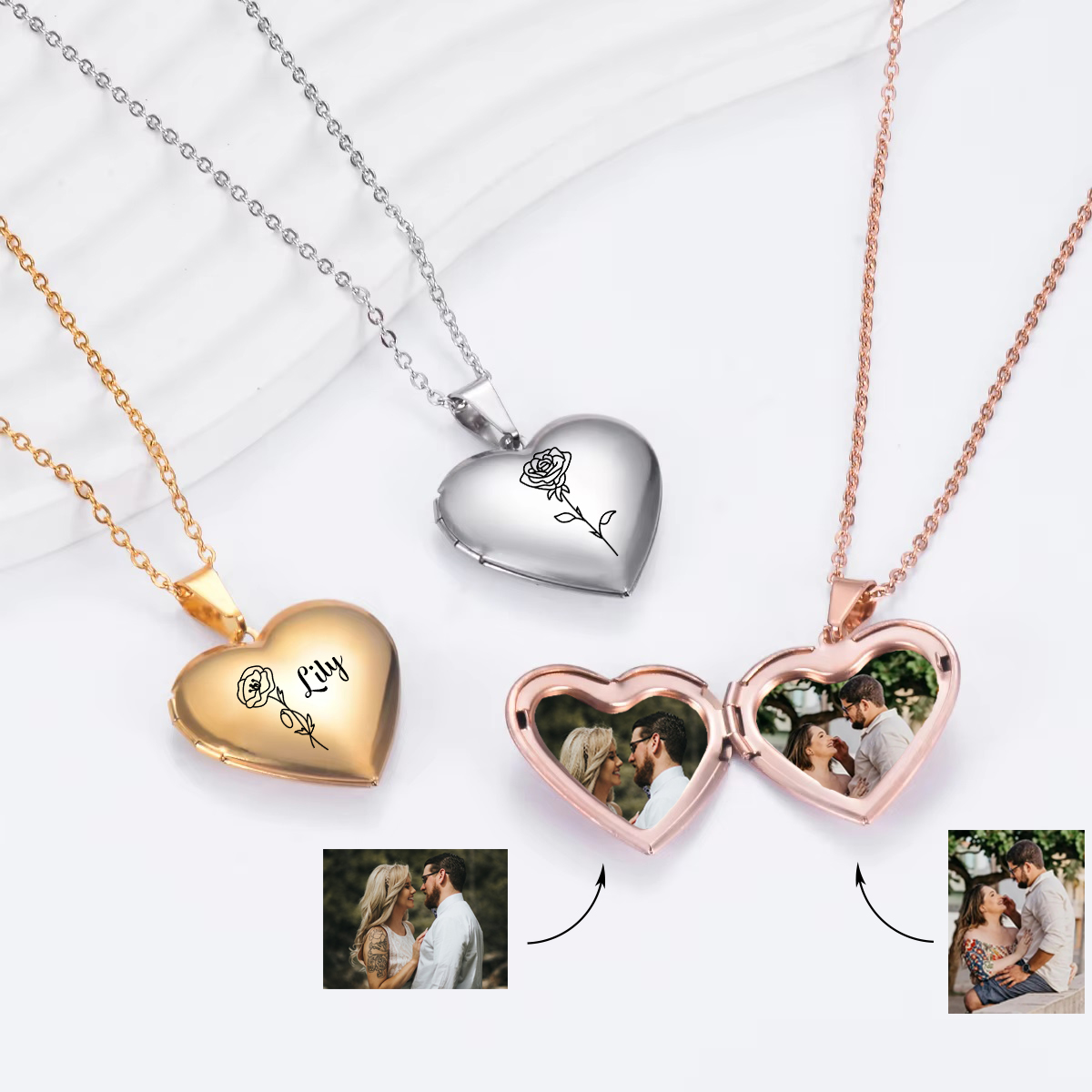 Collana personalizzata con med - Heart Locket Necklace Photo recensione e prezzo