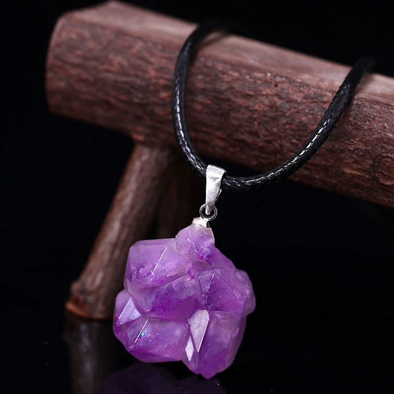 Collana di fiori di ametiste n - Crystal Pendant Necklace Natural Stone recensione e prezzo